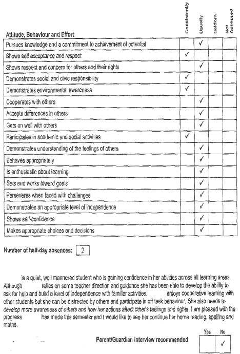 Penny Report sheet three