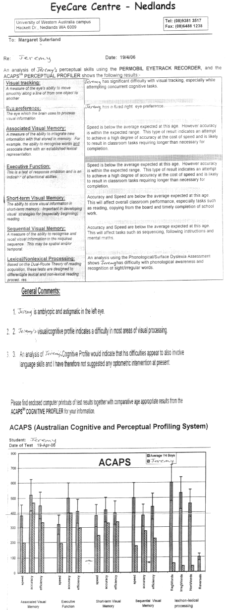 EyeCare Centre Report - Jeremy
